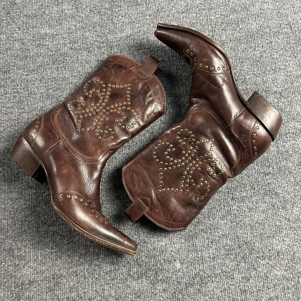 Charlie 1 Horse Lucchese Studded Western Cowboy Boots Brown Leather 9.5 B